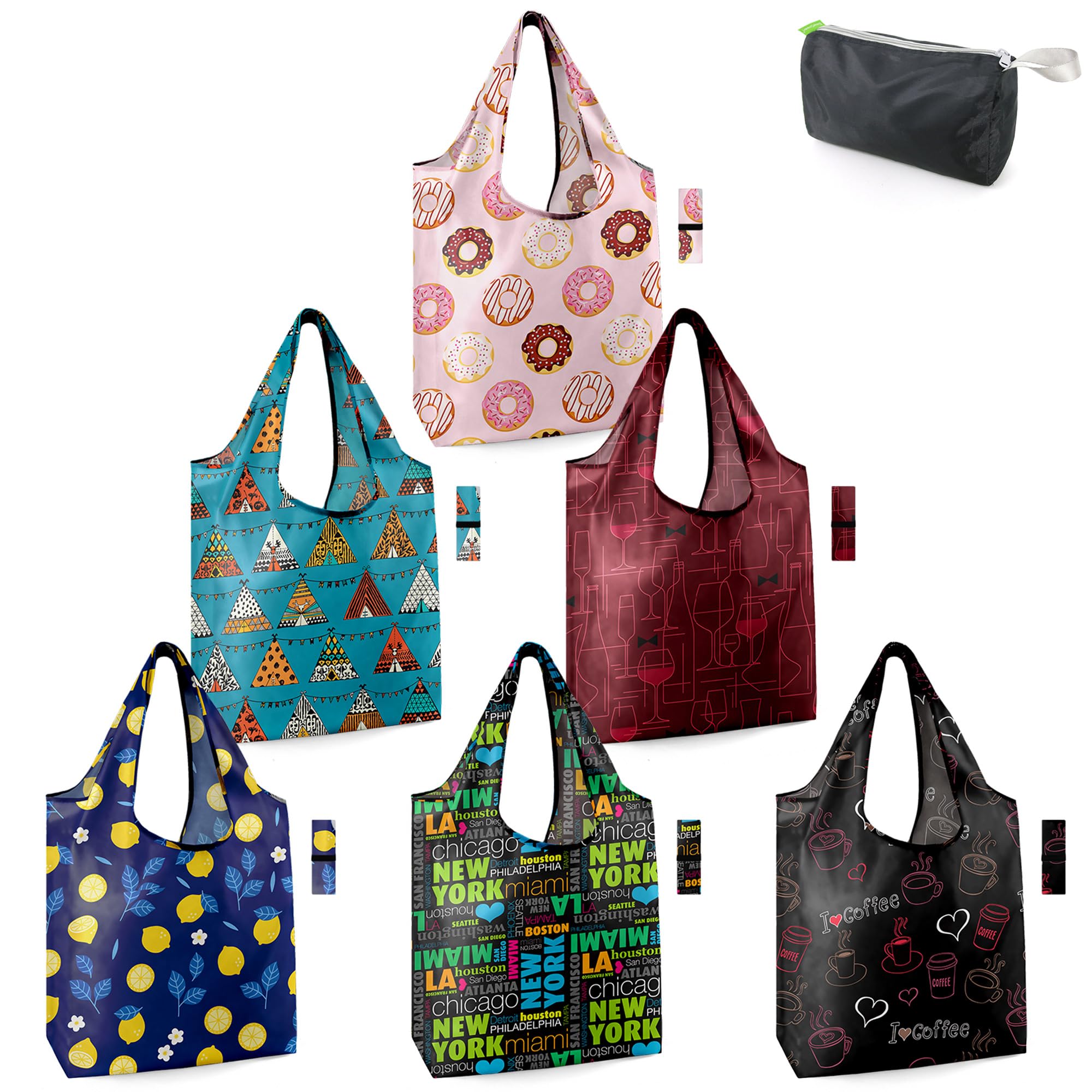 Sacos De Compras Reutilizáveis Beegreen Dobráveis, Pacote Com 6, 23 Kg, 50 L