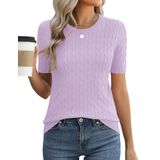Suéter Feminino Micoson Roxo Tricotado De Manga Curta S