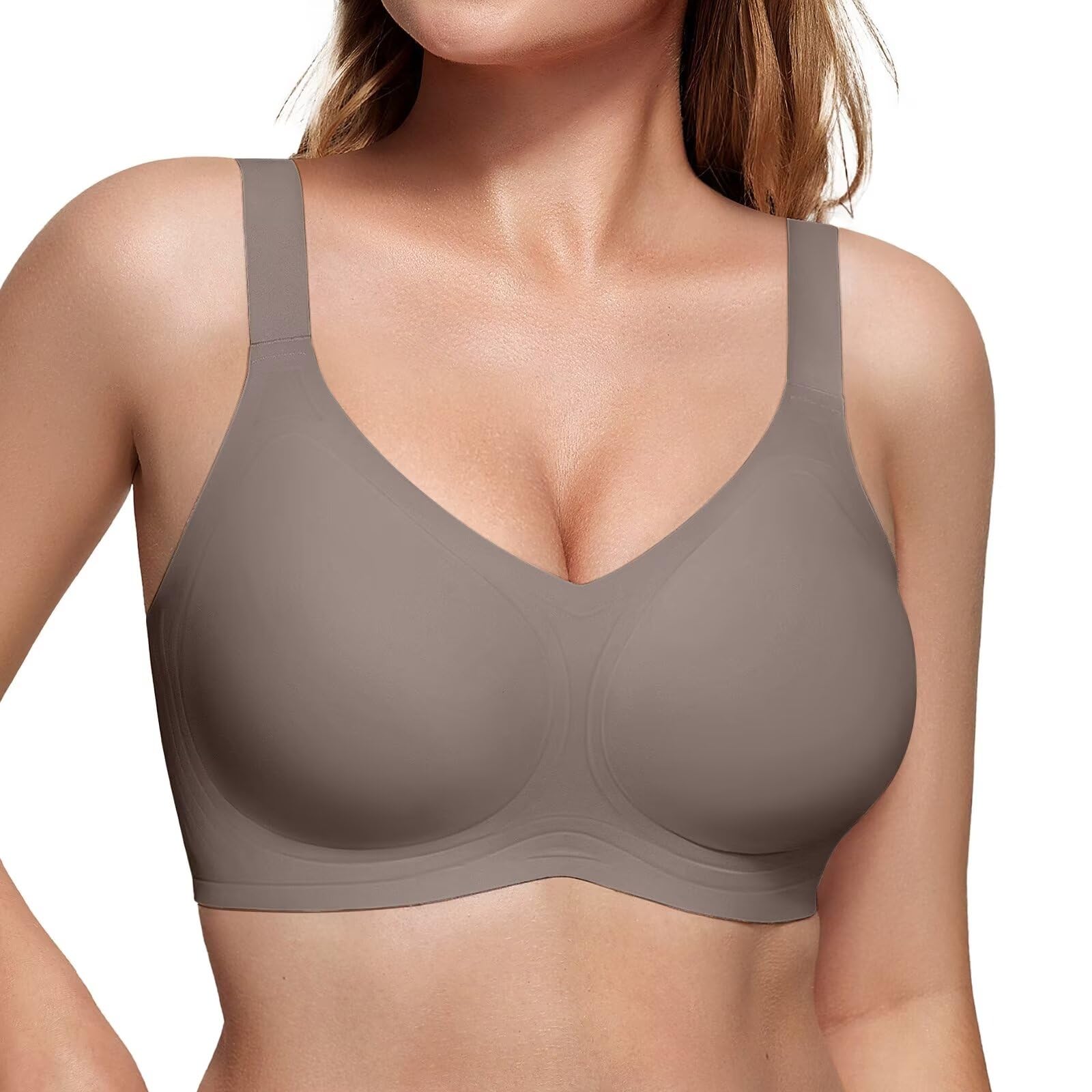 Bra Vertvie Seamless Wireless Push Up, Cobertura Total, Cinza