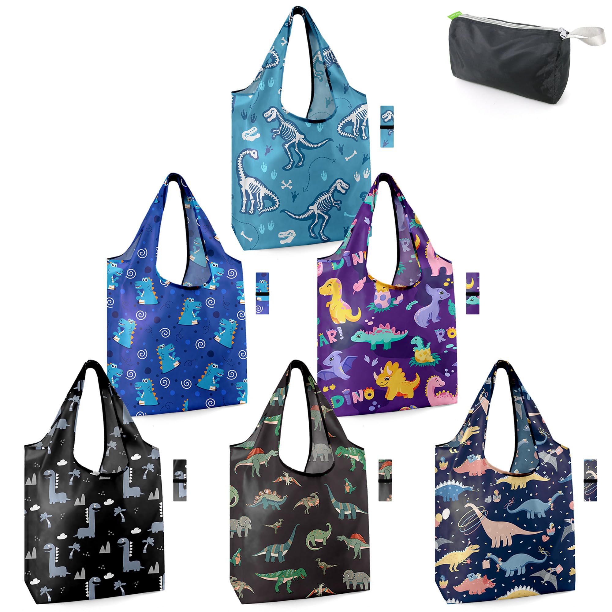 Sacos De Compras Reutilizáveis Beegreen Dinosaur Lover, Pacote Com 6, 23 Kg