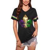 Camisetas Femininas De Manga Curta Mardi Gras Sequin Carnival Party Fat Tuesday Glitter Tops Pretas M