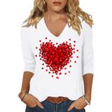 Camiseta Feminina Scgirl De Manga 3/4 Com Decote Em V Com Estampa Love Heart