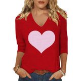 Camiseta Feminina Scgirl De Manga 3/4 Com Decote Em V Com Estampa Love Heart