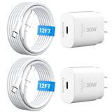 Carregador Easdmn 30w Usb C Para Iphone 15/16 Com 2 Cabos De 12 Pés