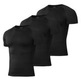 Camisas De Compressão Niksa Masculinas, Pacote Com 3 Unidades, Manga Curta, Atléticas