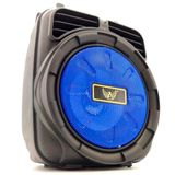 Caixa De Som Com Rádio Fm Portátil Bluetooth Led Azul Sd Usb