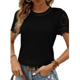 Top Shewin, Elegante, Casual, Casual, Gola Redonda, Manga Curta, Preta