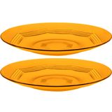 Jogo Pratos Raso Jantar 12 Pessoas 12pçs Âmbar Em Vidro 23cm