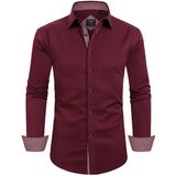 Camisa Social Alimens &amp; Gentle, Manga Comprida, Sem Rugas, Vinho Tinto