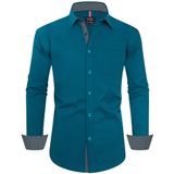 Camisa Social Alimens &amp; Gentle De Manga Comprida Masculina Azul Pavão