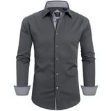 Camisa Social Alimens &amp; Gentle, Manga Comprida, Sem Rugas, Cinza, Preta