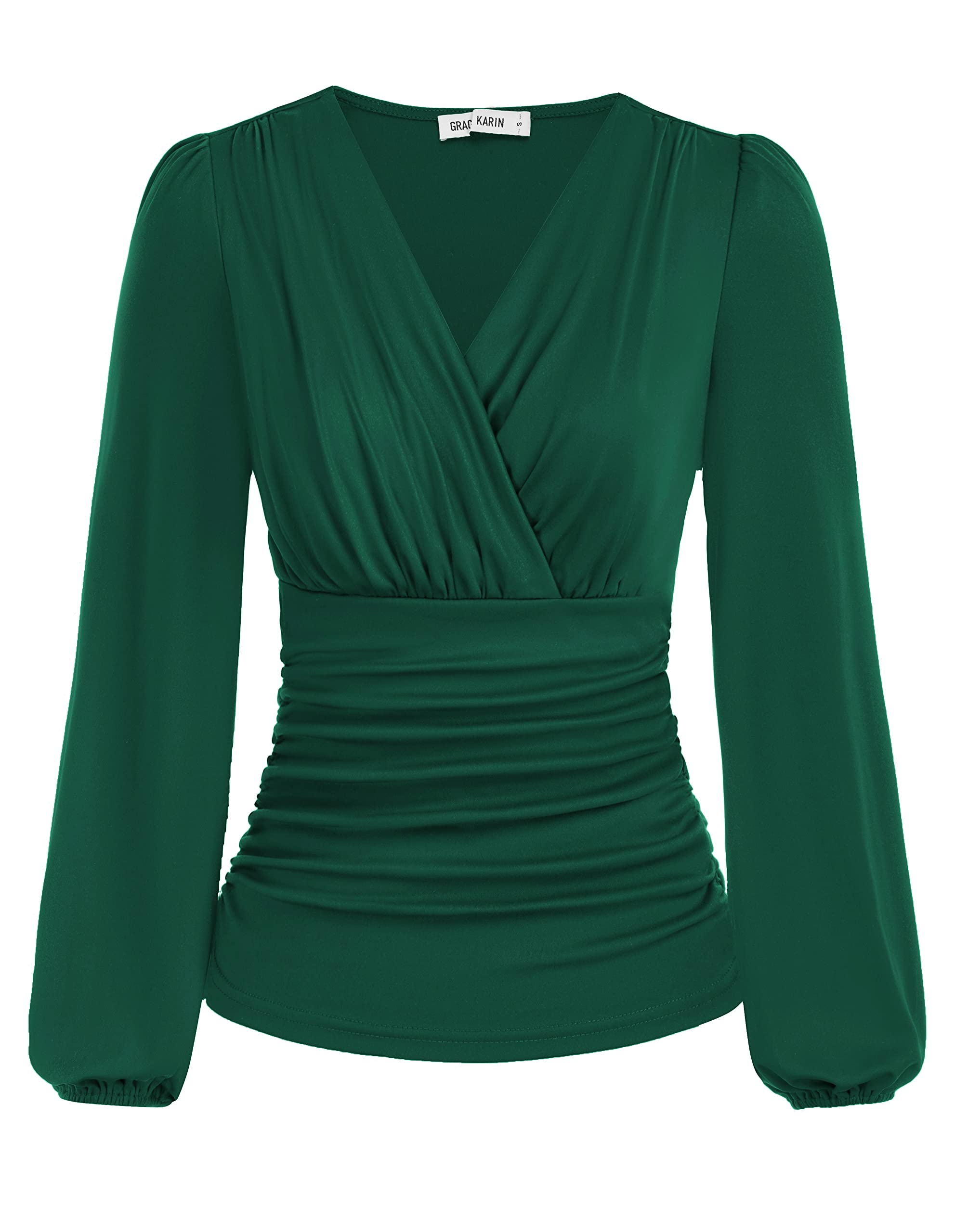 Blusa Wrap Grace Karin Para Mulheres De Manga Comprida Verde Escuro L
