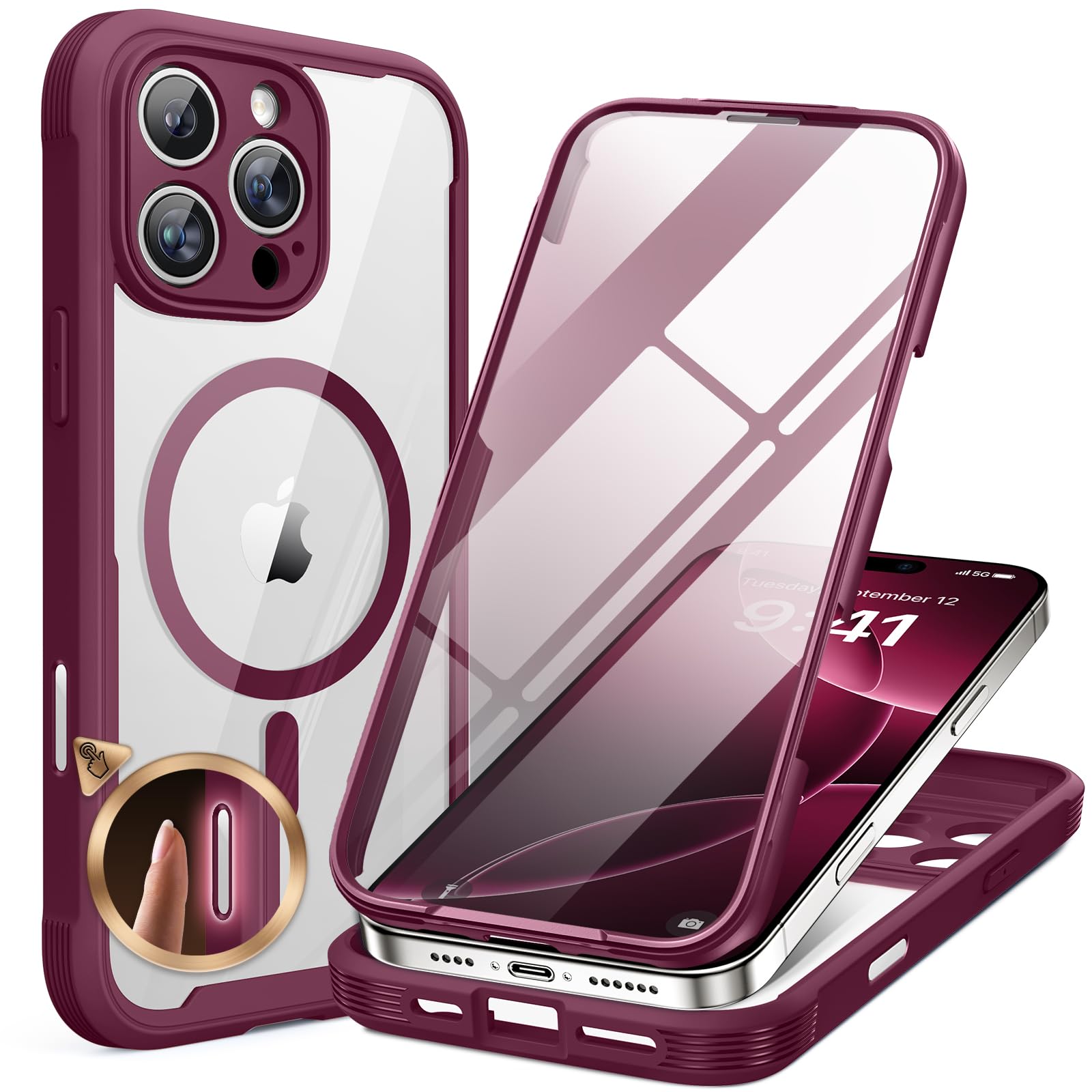 Capa De Telefone Miracase Magnetic Para Iphone 16 Pro Com Protetor De Tela