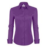 Camisa Social Siliteelon Para Mulheres De Manga Comprida Deep Purple S