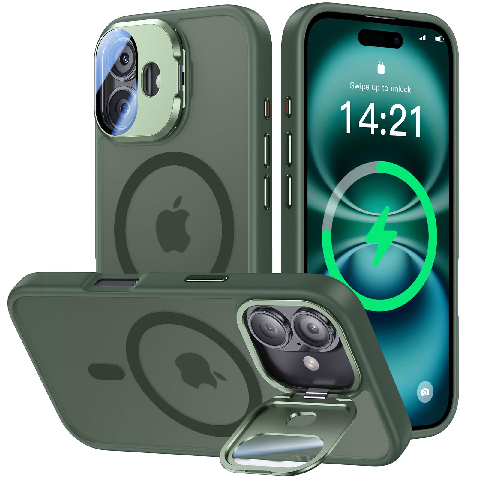 Capa De Telefone Vofata Atualizada Para Iphone 16 Com Capa De Câmera Verde