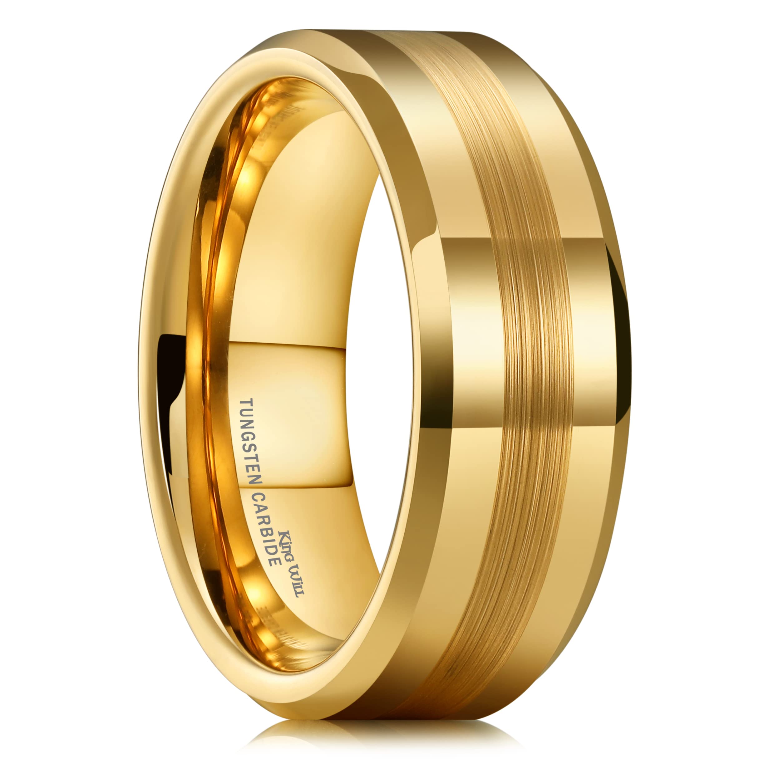 Aliança De Casamento King Will Gold De Carboneto De Tungstênio De 8 Mm Para Homens