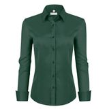 Camisa Social Feminina Siliteelon De Manga Comprida Com Botão Verde Escuro