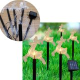 Pisca Solar Decoração Rena Leds Amarelo Jardim Natal De 2,5m