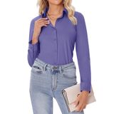 Camisas De Botão Siliteelon Para Mulheres De Manga Comprida Roxas 3gg