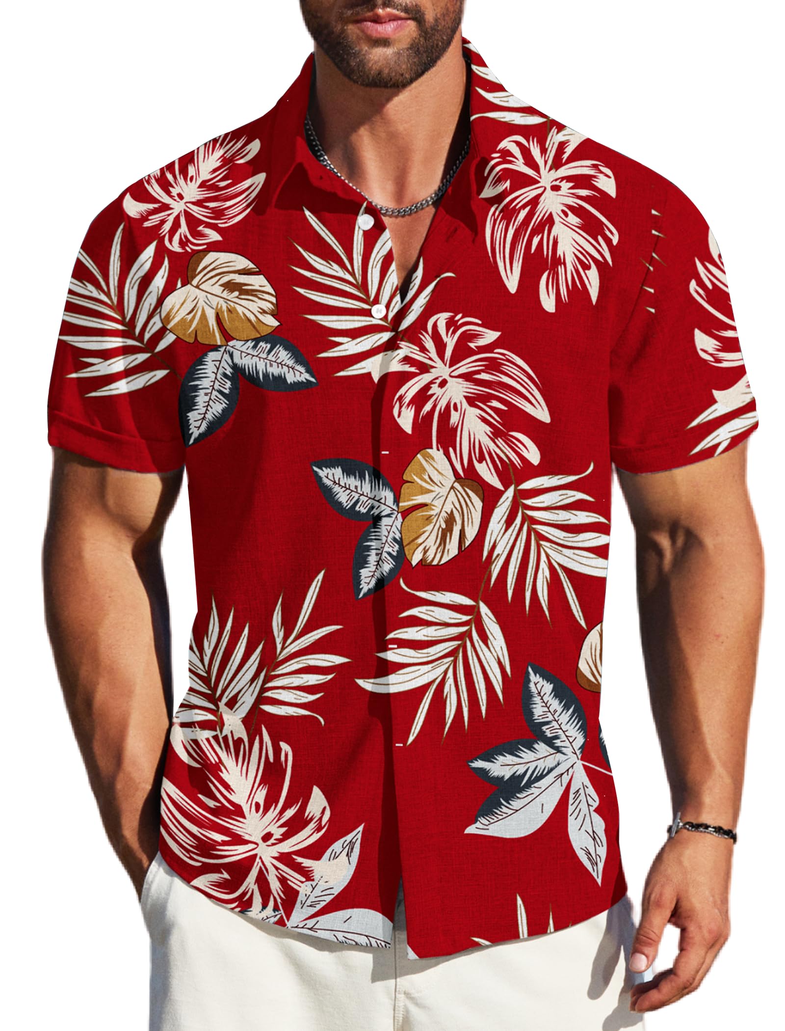 Camisa Masculina Mapick, Verão, Havaiana, Tropical, Vermelha Xxl