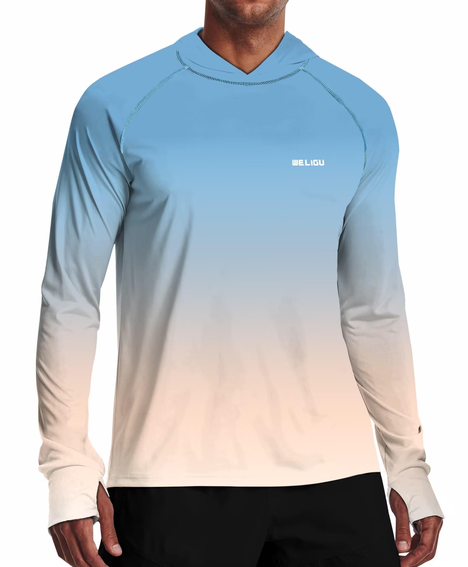 Camisa Com Capuz De Proteção Solar Weligu Masculina Upf 50+ Para Pesca