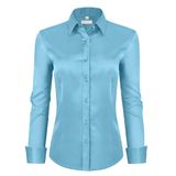 Camisa Social Feminina De Siliteelon Azul Lago G-small