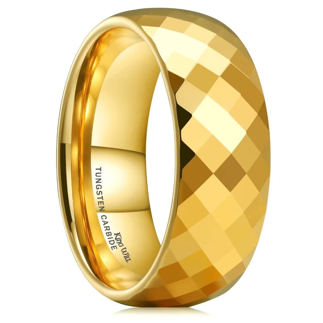 Aliança De Casamento King Will Duo De 8 Mm De Carboneto De Tungstênio Dourado Para Homens