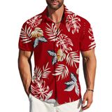 Camisa Havaiana Mappick Masculina De Rayon, Verão, Tropical, Floral, Vermelha