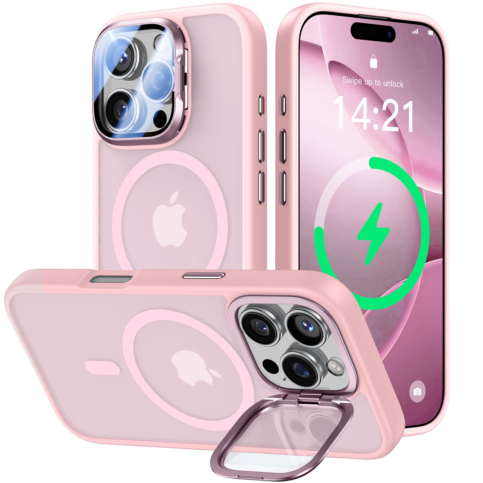 Capa De Telefone Vofata Para Iphone 16 Pro Max Com Capa De Câmera Rosa