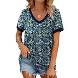 Camiseta Feminina Geifa, Manga Curta, Decote Em V, Bolso, Casual, 2025, Xxl