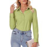 Camisas De Botão Siliteelon Para Mulheres De Manga Comprida Xl