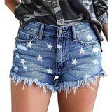 Shorts Only Puff Flag Ripped Jean, Jeans Desfiados, Cintura Média, Feminina
