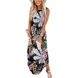 Vestido Zeagoo Com Estampa Floral De Verão, Solto E Bolsos