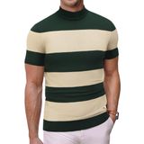 Suéter Masculino Coofandy Listrado Com Gola Simulada E Manga Curta