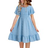 Vestido De Verão Para Meninas De Chiffon Bolibean Tamanho 10-11 Azul Claro