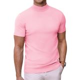 Suéter Masculino Coofandy, Meia Gola Alta, Manga Curta, Tricotado