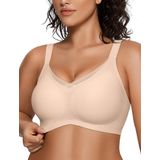 Sutiã Sem Fio Oeak V Mesh Comfortable Support Camiseta Sutiã Nude