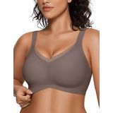 Sutiã Sem Fio Oeak V Mesh Comfortable Support Camiseta Cinza S
