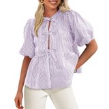 Blusa Feminina Prettygarden Com Gravata Listrada Frontal 2025