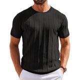 Camiseta Masculina Coofandy, Suéter De Manga Curta, Preta