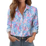 Blusa Zeagoo De Manga Comprida Com Botões E Decote Em V Para Mulheres