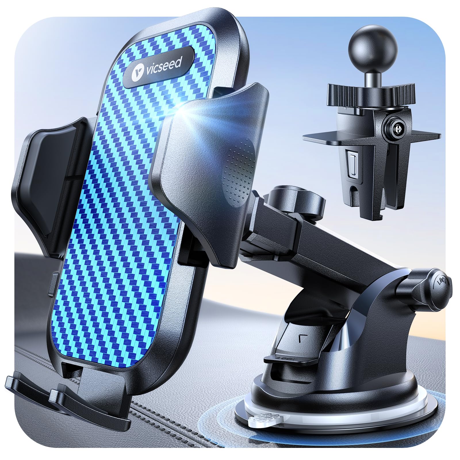 Suporte De Telefone Para Carro Vicseed Blue Upgraded Suction Iphone Android