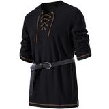 Camisa De Fantasia Jemitop Renaissance Pirate Viking Preta Para Homens