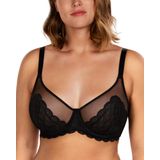 Sutiã Minimizer Hsia Mermaid Scales, Renda, Cobertura Total, Preto