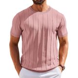 Camiseta Masculina Coofandy De Verão De Manga Curta Tricotada Rosa