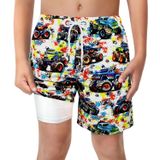 Calções De Banho Lucowee Boys Vivid Monster Truck Upf 50+, Tamanho 7-8