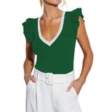 Blusa De Verão Sem Mangas Bonitee 2025 Sexy Deep Com Decote Em V