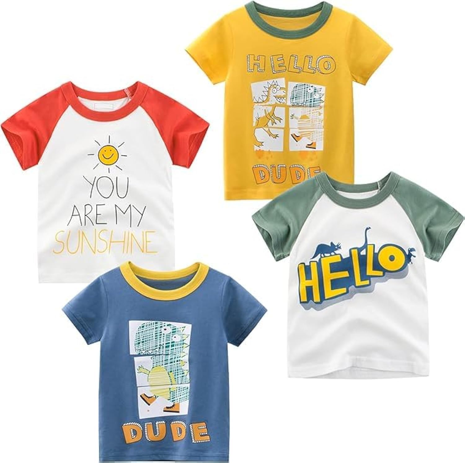 Camiseta Tabnix Hello Dude De Manga Curta De Algodão Para Meninos De 2 A 7 Anos