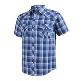 Camisa Masculina Coevals Club Western Cowboy De Manga Curta Azul Xadrez