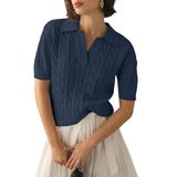 Camisas Polo De Manga Curta Sweater Micoson Com Decote Em V Para Mulheres
